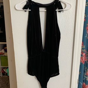 Black velvet bodysuit